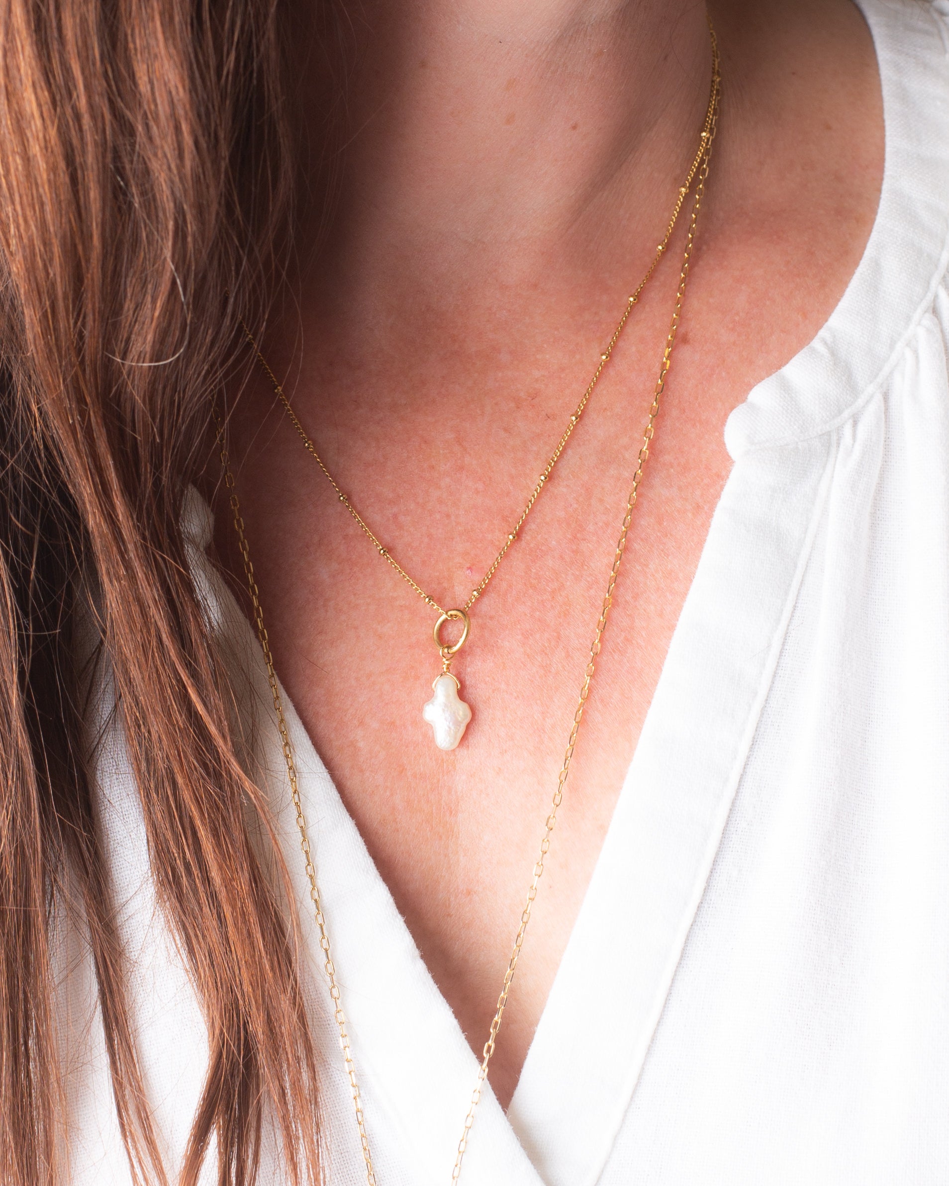 Freshwater Pearl Cross Charm