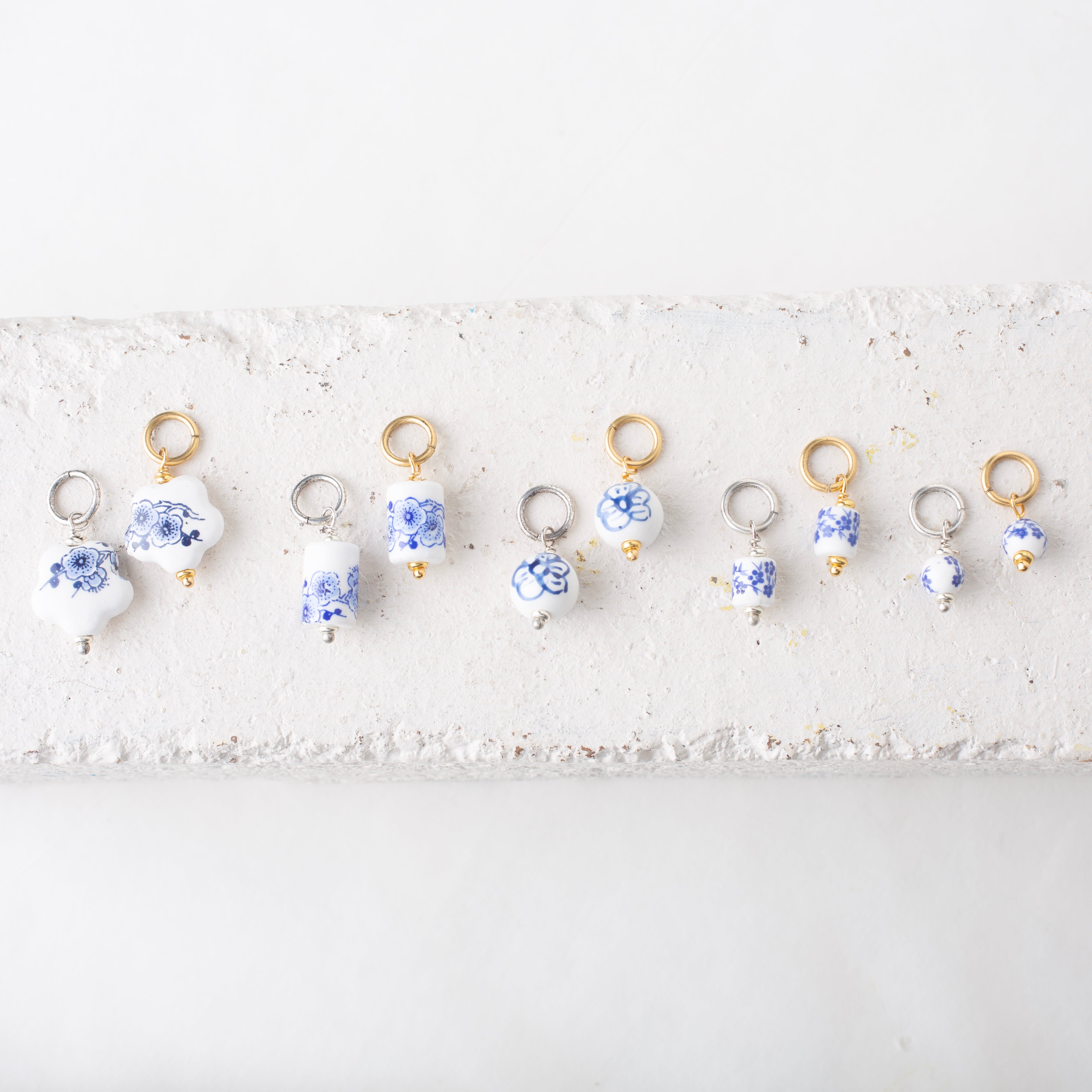 Chinoiserie Porcelain Toile Ceramic Bead Charms