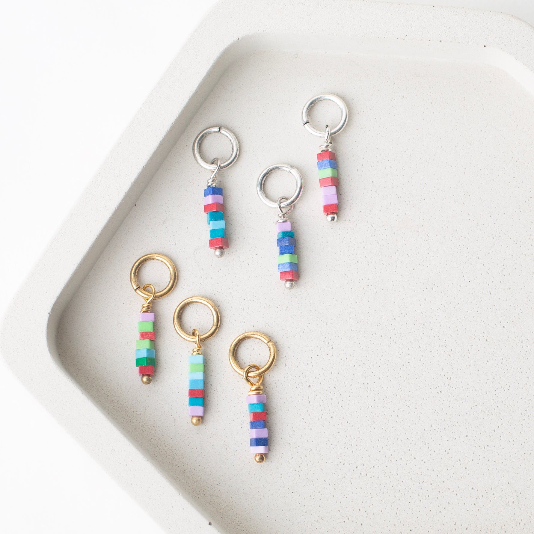 Color Cube Turquoise Stick Charms