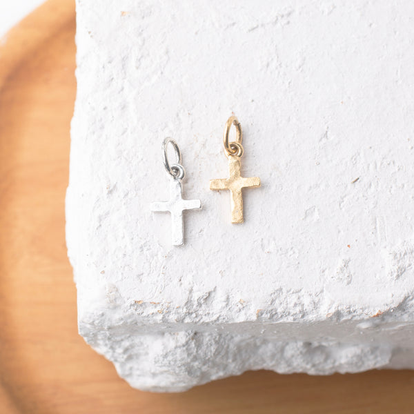 Hammered Cross Metal Charm