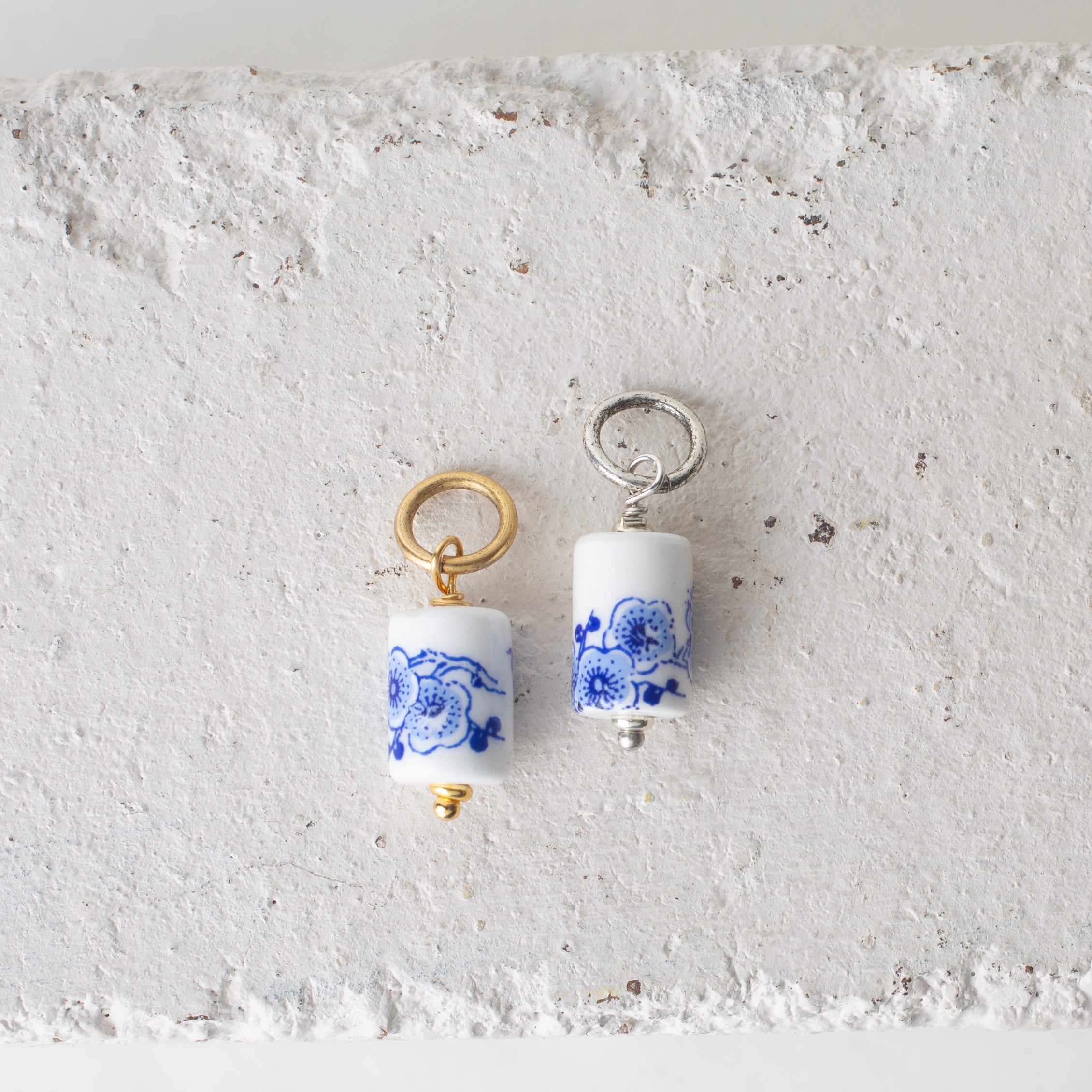 Chinoiserie Porcelain Toile Ceramic Bead Charms