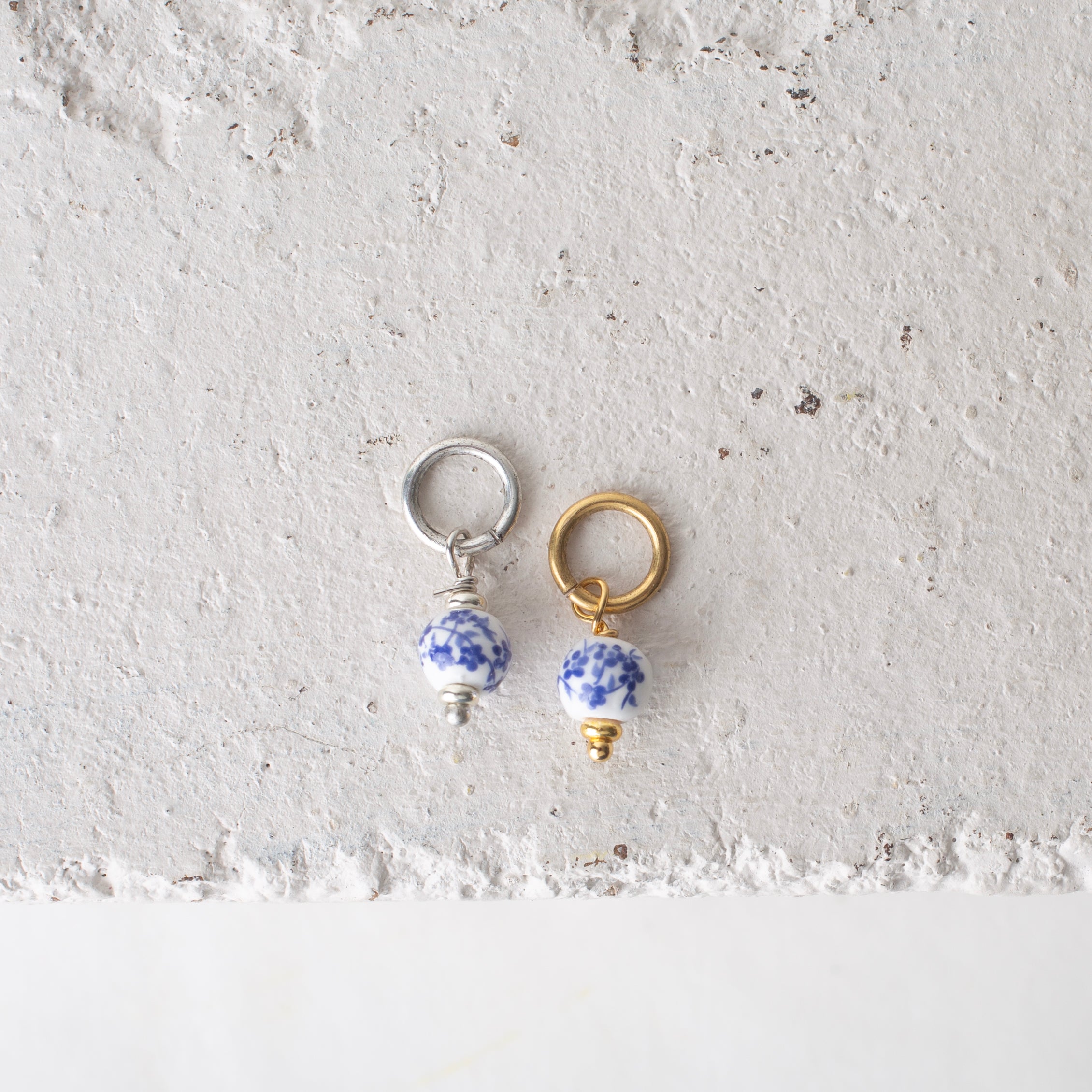Chinoiserie Porcelain Toile Ceramic Bead Charms