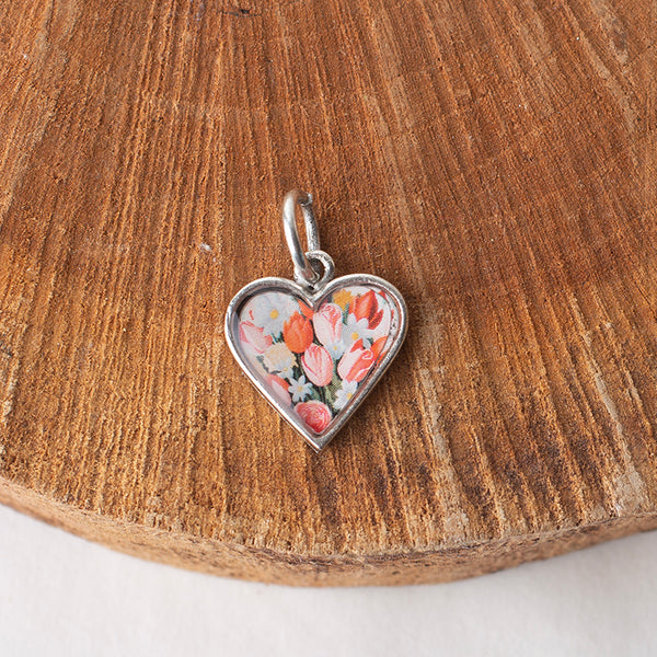 Tulip Heart Pendant Charm