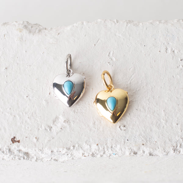 Turquoise Heart Locket Charm